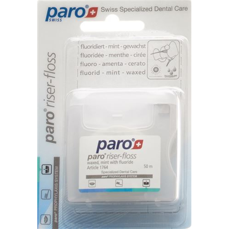 PARO Riser Floss 50m woskowana miętowa z fluorem