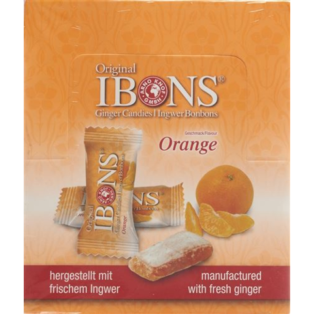 IBONS дисплей джинджифилови бонбони Портокал 12x60гр