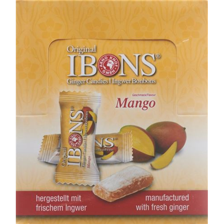 IBONS ingverjeva vitrina za bonbone Mango 12x60g