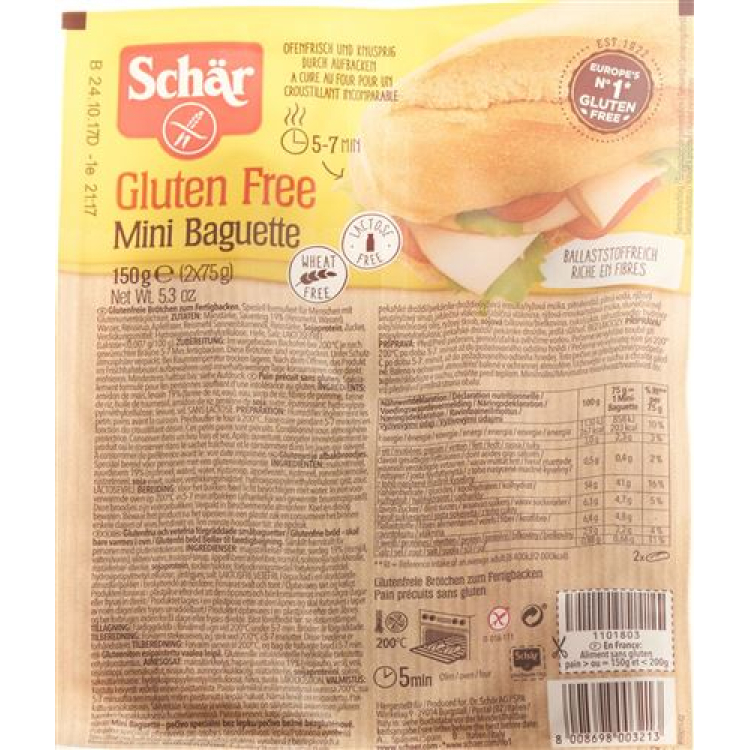 Schär baguette sin gluten 2 x 75 g