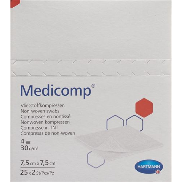 Medicomp Vlieskompr 7.5x7.5cm 25 Battaglione 2 pz