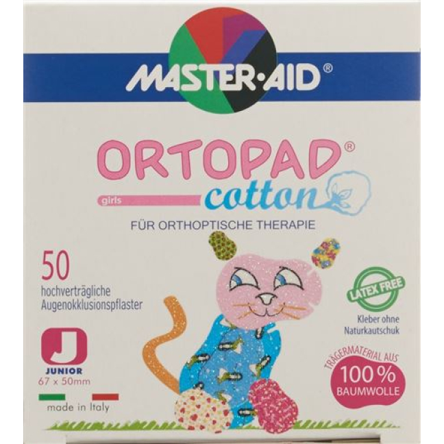 Ortopad Cotton Occlusionspflaster Junior Girls 50 dona
