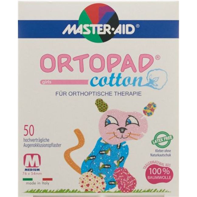 Ortopad Cotton Occlusionspflaster Medium Girls 2-4 שנים 50 יח'