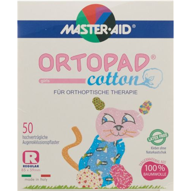 Ortopad Cotton Occlusionspflaster Regular Girl 4 år og 50 stk