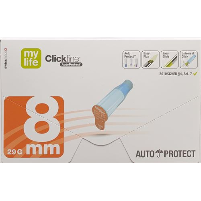 mylife Clickfine Autoprotect βελόνα στυλό 8mm 100 τεμ