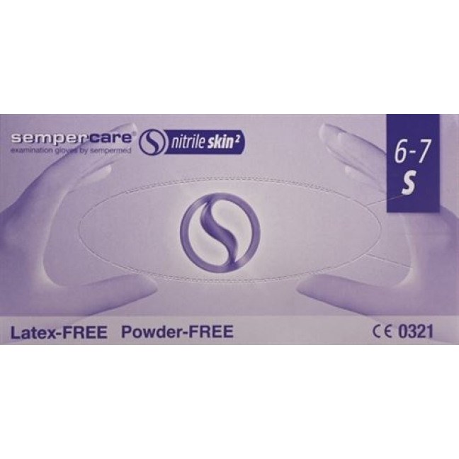 Sempercare Nitrile ձեռնոցներ Skin S առանց փոշի ստերիլ 200 հատ