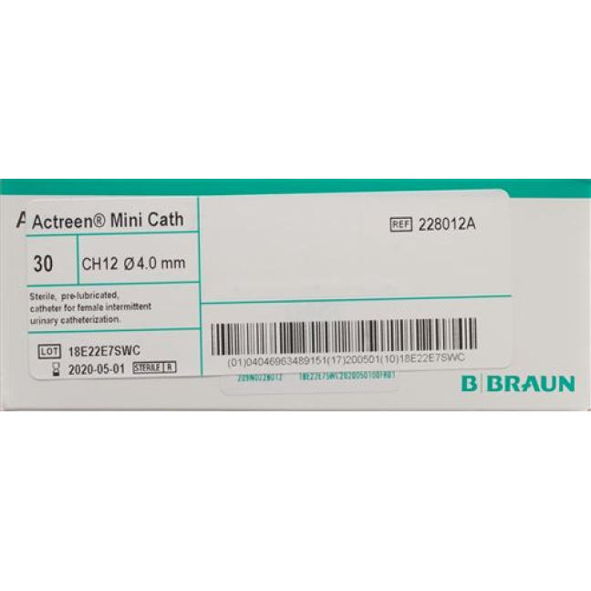 Actreen Mini Cath 1x Catheter CH12 9cm Nelaton 30 pcs