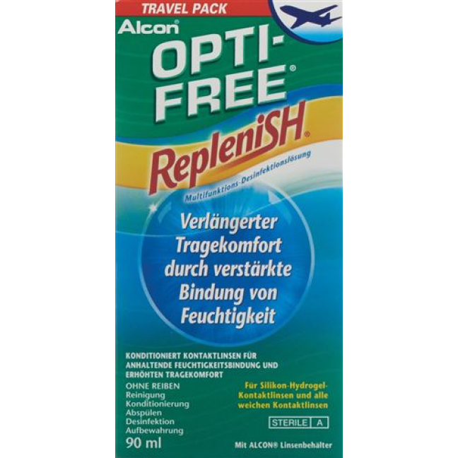 Paquete de viaje de desinfección Opti Free RepleniSH 90 ml