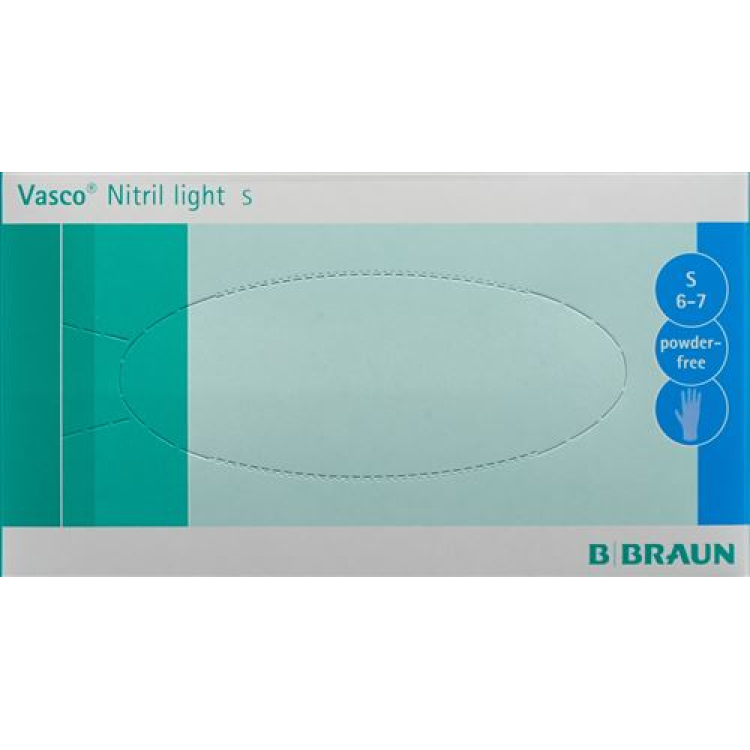 Vasco Nitrile Examination Gloves Light S լատեքսային փոշի առանց 100 հատ