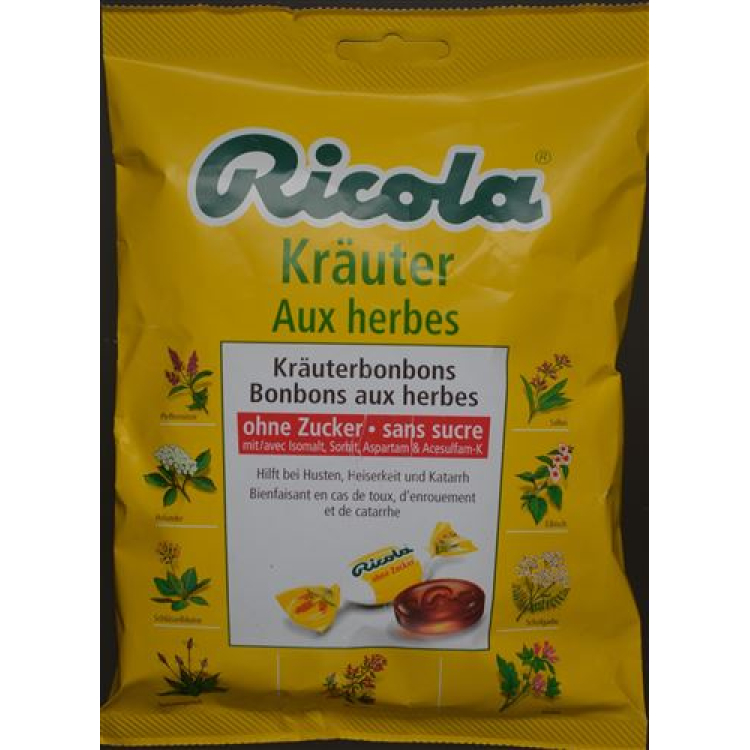 Ricola gyógynövényes édesség cukorzacskó nélkül 125 g