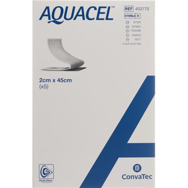 Aquacel Hydrofiber tampony 2x45cm 5 ks