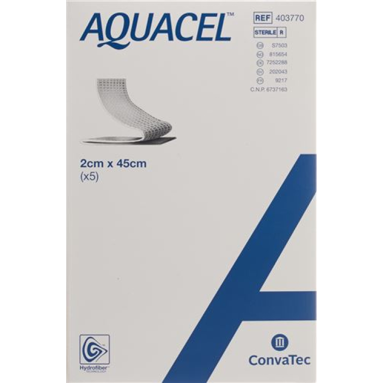 Aquacel Hydrofiber tamponi 2x45cm 5 kos