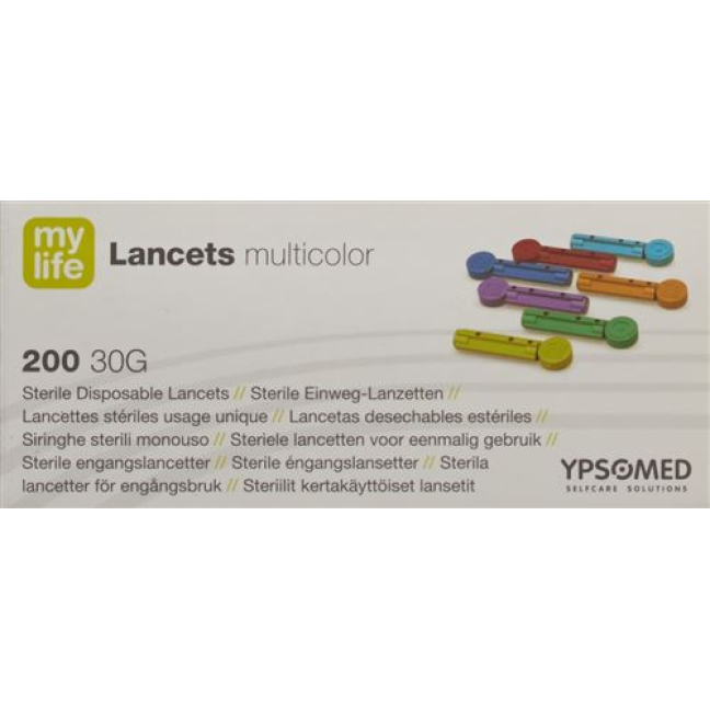 mylife Lancets lancettes jetables multicolore 200 pcs