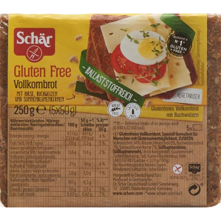 SCHÄR Solena grovt brød glutenfritt 250 g