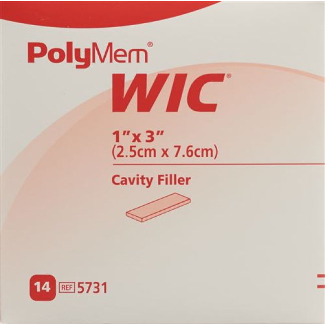 PolyMem WIC wound filler 2.5x7.6cm sterile 14 pieces