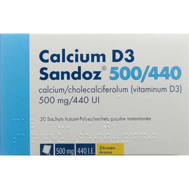 Cálcio D3 Sandoz Plv 500/440 saco 30 peças
