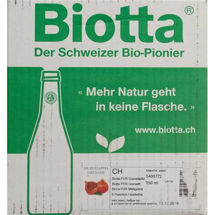 Biotta Granateple PUR Bio 6 x 2,5 dl