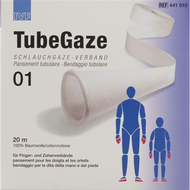 Tubegaze bandage blanc Nr01 20m doigts orteils