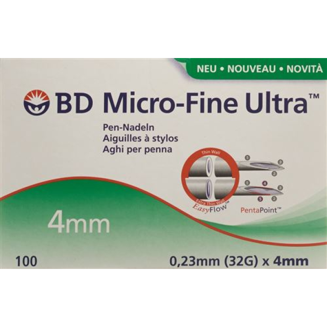 BD Micro-Fine Ultra Pen Needle 0.23x4mm 100 pcs