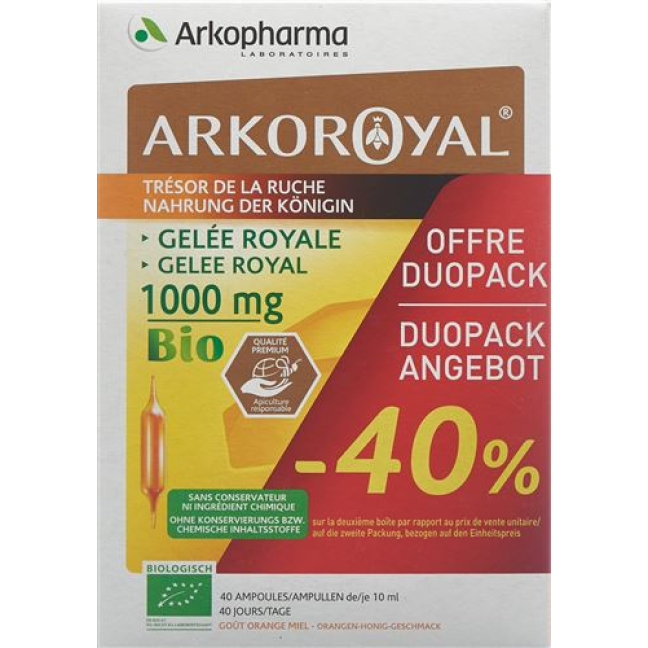 Arkoroyal Gelée Royale Trinkamp 1000 mg Duo 2 x 20 Stk