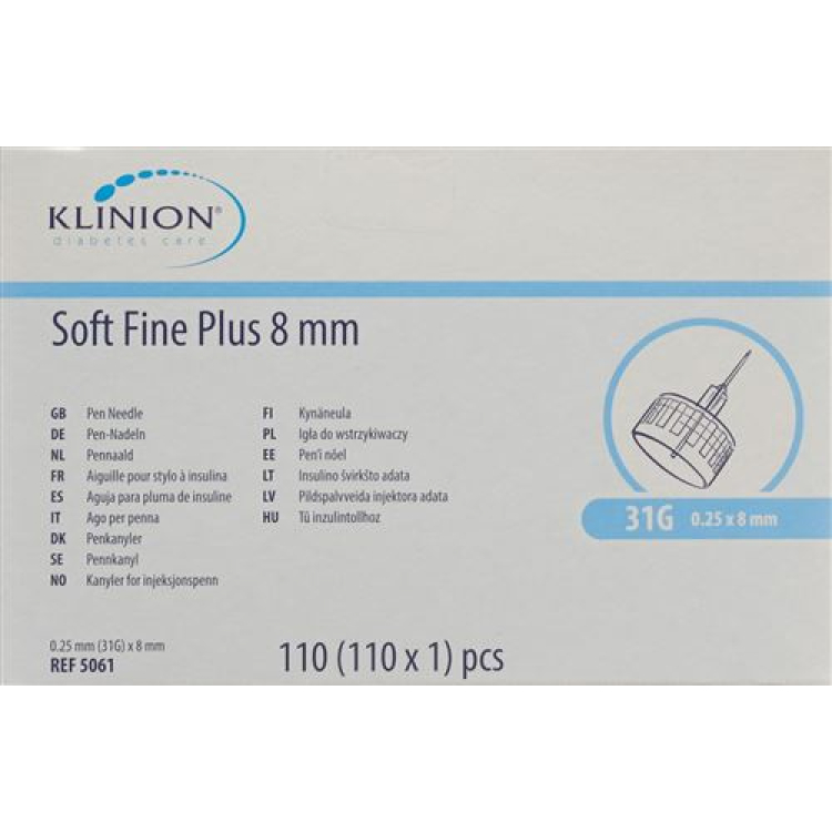 Igła do penów Klinion Soft Fine Plus 8mm 31G 110szt