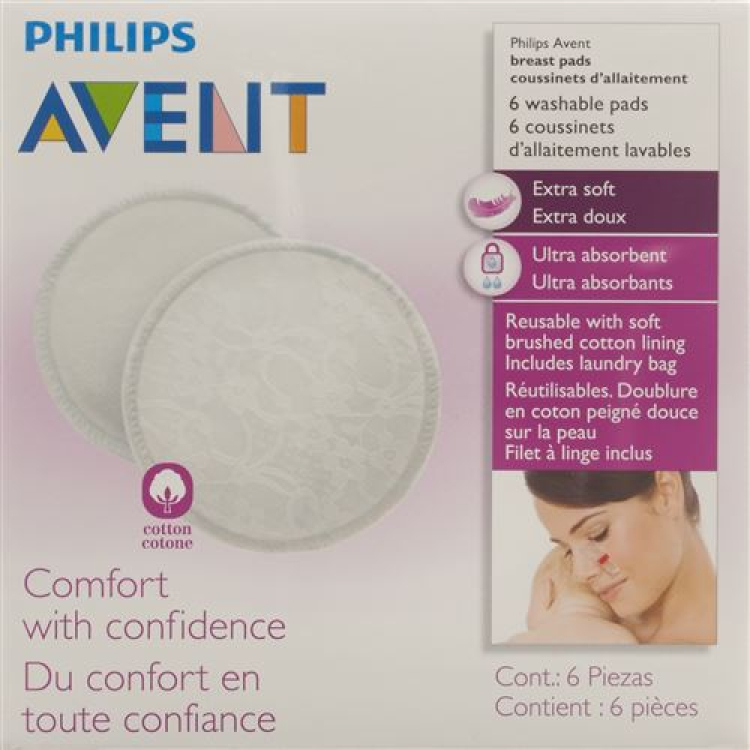 AVENT PHILIPS zoogcompressen wasbaar 6 st