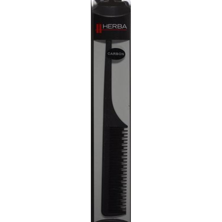 HERBA Carbon tail comb black serrated finely