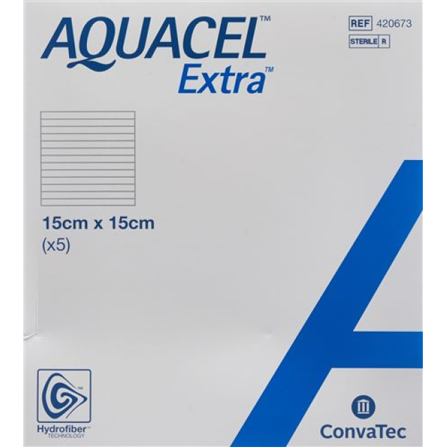 AQUACEL Hydrofiber Bandage Extra 15x15cm 5 pcs