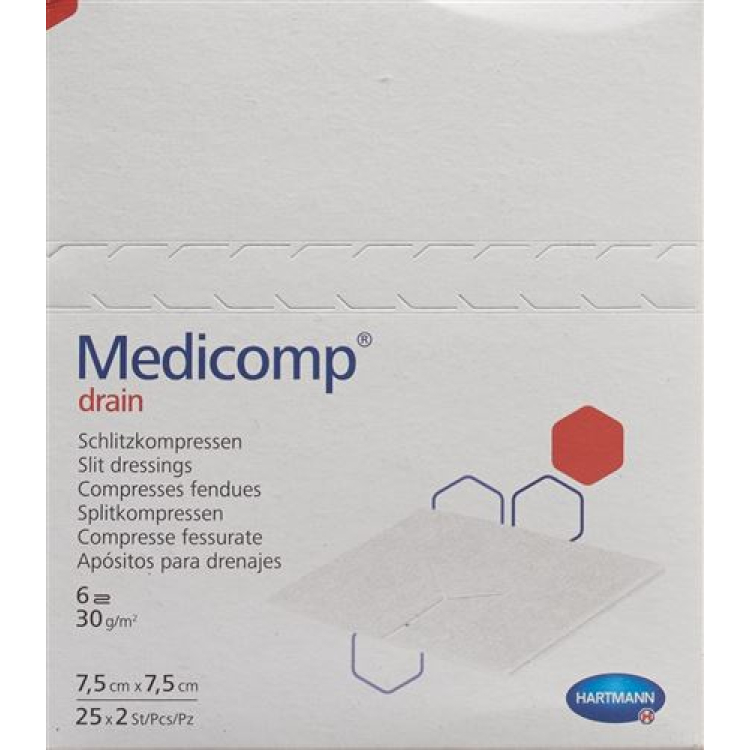 Medicomp viemäri 7,5x7,5 steriili 25 pataljoona 2 kpl