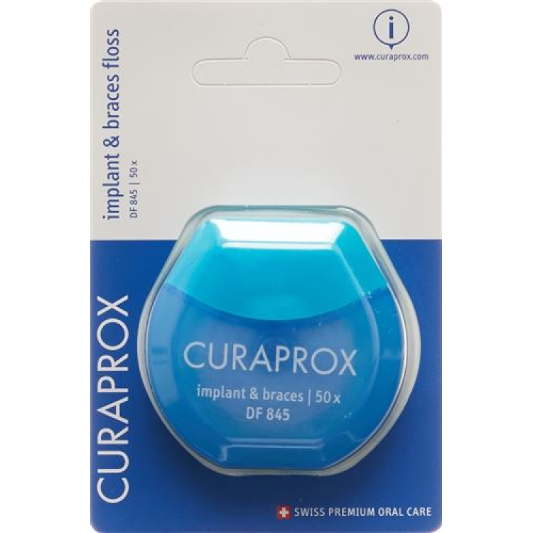 Curaprox DF 845 임플란트 및 교정기 치실 50개