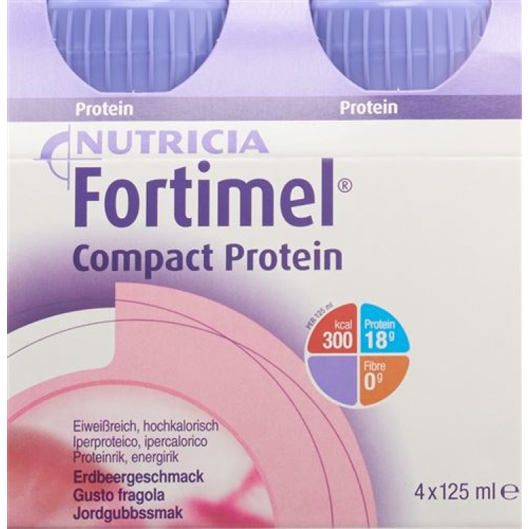 Fortimel Compact Protein Strawberry 4 lahvičky 125 ml