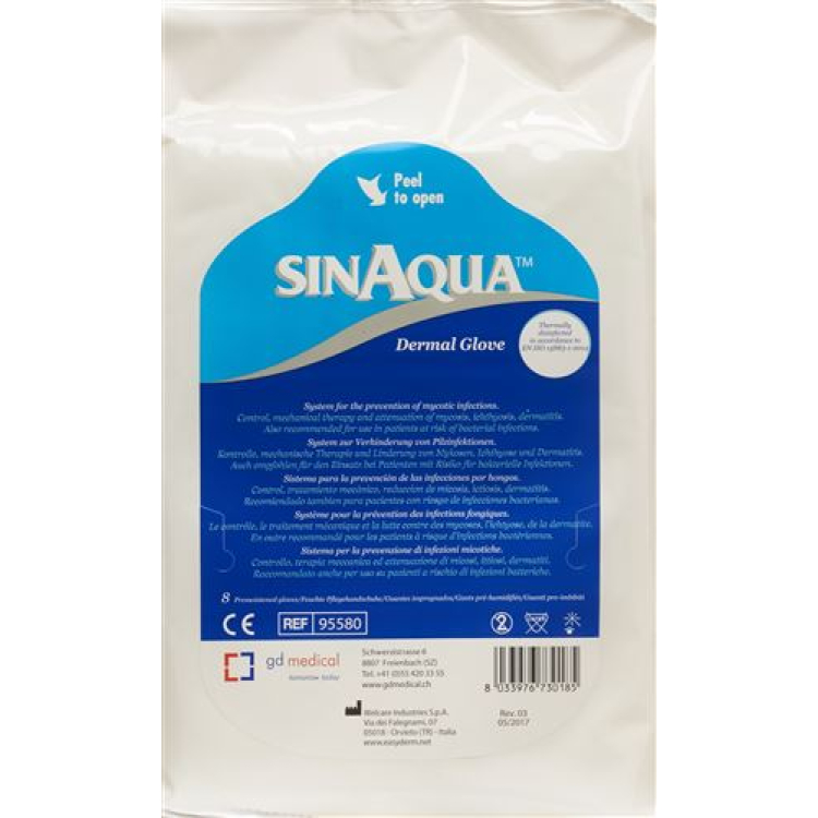 SINAQUA Dermal Glove - handske forfugtet handske Bataljon 8 stk