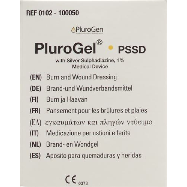 PluroGel PSSD brenn- og sårgel 1 % sølv Sulfadiazin Ds 50 g