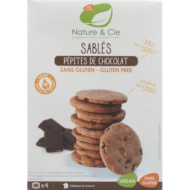 Nature & Cie chocolate biscuits with chocolate chips, gluten-free