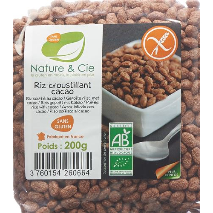 Nature & Cie rice crispies Choco gluten free 200 ក្រាម។