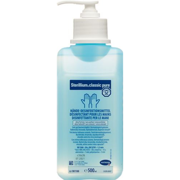 Sterillium classic pure razkužilo za roke s črpalko 500 ml