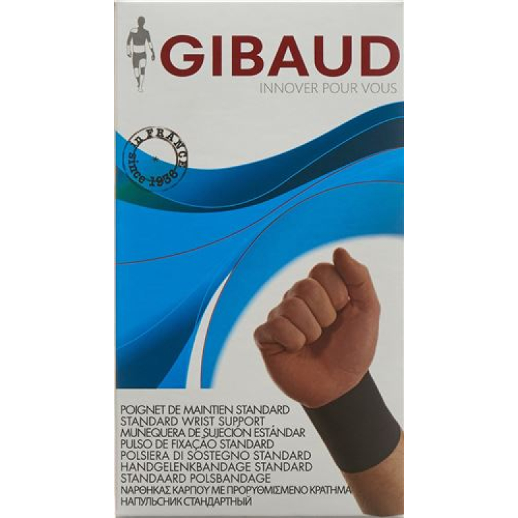 GIBAUD polsbandage anatomisch Gr1 13-15cm zwart