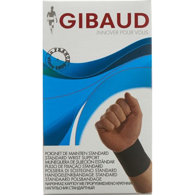 GIBAUD bandaža za zapestje anatomsko Gr3 17-19cm črna