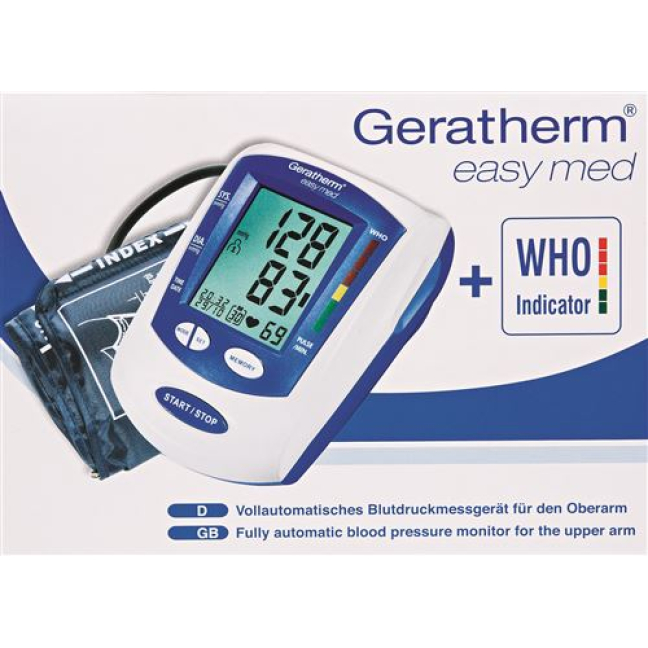 Helppokäyttöinen Geratherm verenpainemittari WHO-indikaattorilla