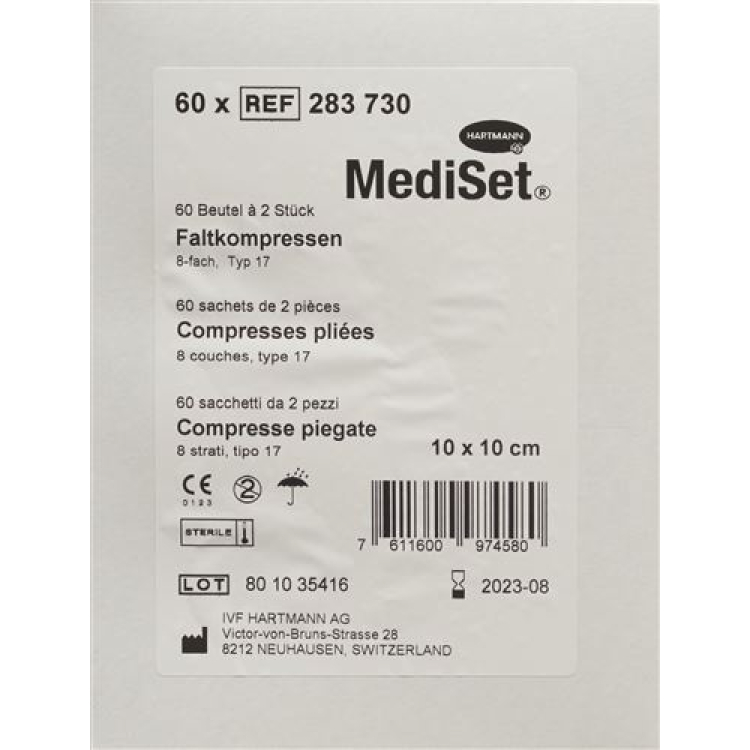 קומפרסים מתקפלים של Mediset IVF סוג 17 10x10 ס"מ 8 סטריליים 60 x 2 p