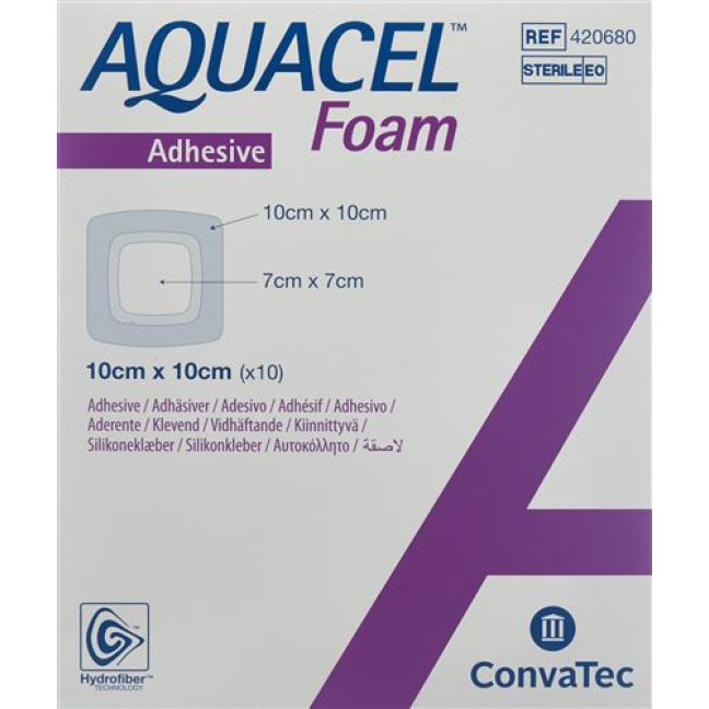 AQUACEL Foam Adhesive Foam Dressing 10x10cm 10 pcs