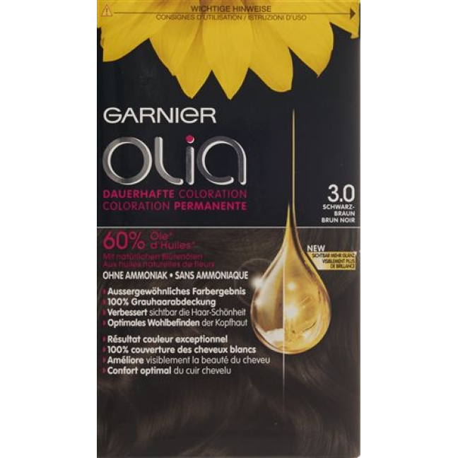 OLIA hair color 3.0 black brown