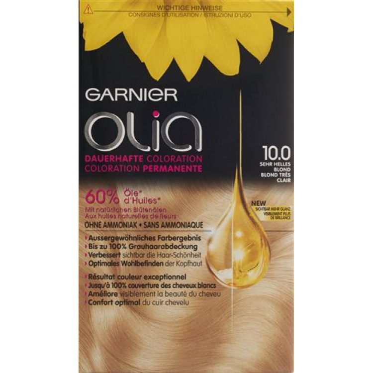 Warna rambut OLIA 10.0 pirang sangat terang