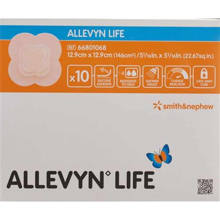 Allevyn Life silikonový pěnový obvaz 12,9x12,9cm 10 ks