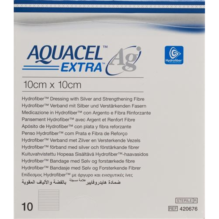 AQUACEL Ag Extra Hydrofiber Bandage 10x10cm 10 stk