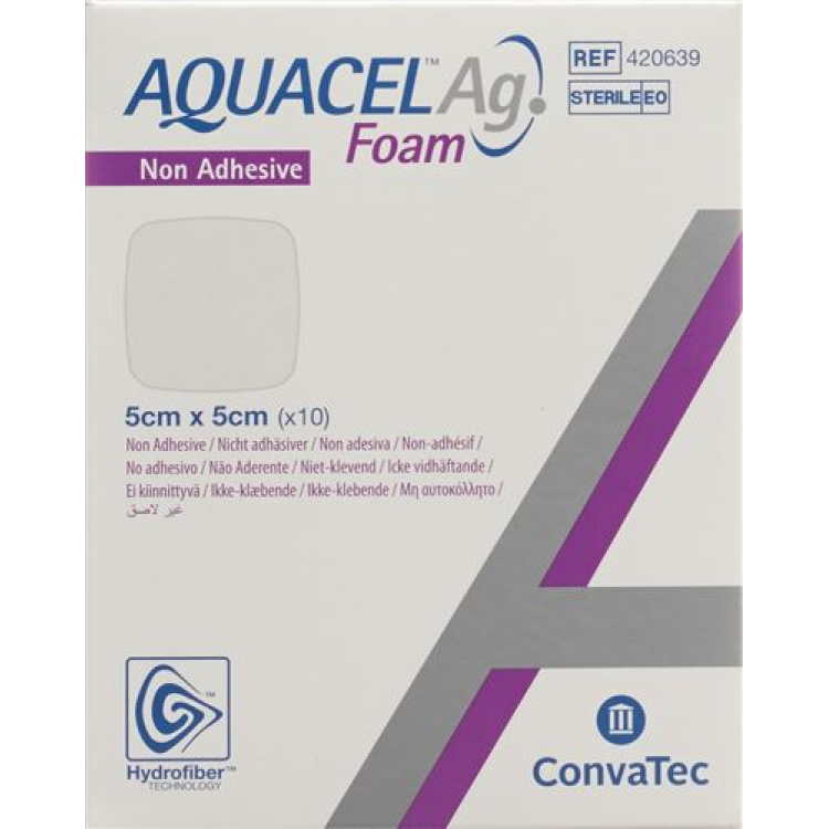 AQUACEL Ag Foam medicazione in schiuma non adesiva 5x5cm 10 pz