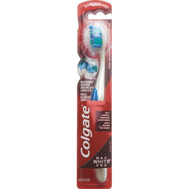 „Colgate Max White One Toothbrush Medium“.