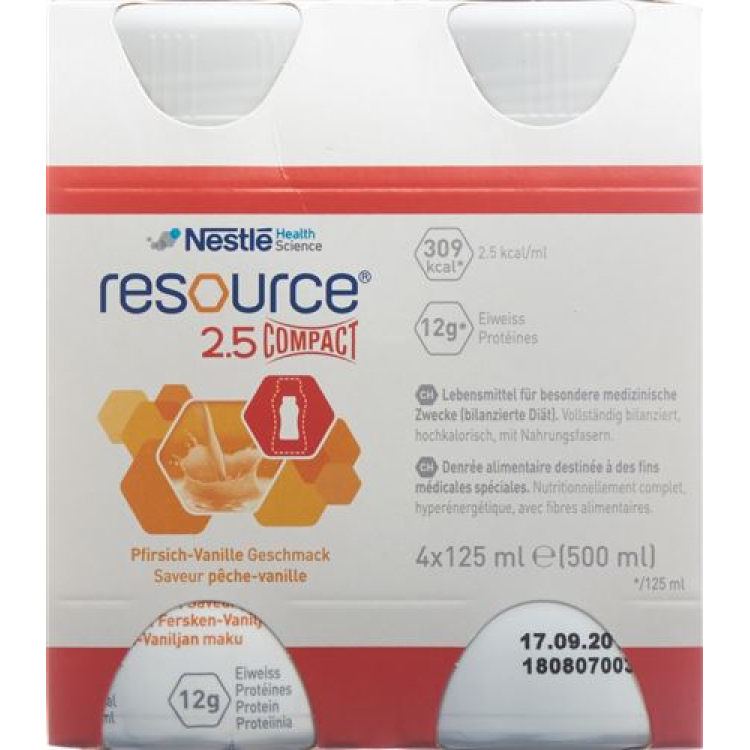 Resource 2.5 Compact pêche et vanille 4 Fl 125 ml