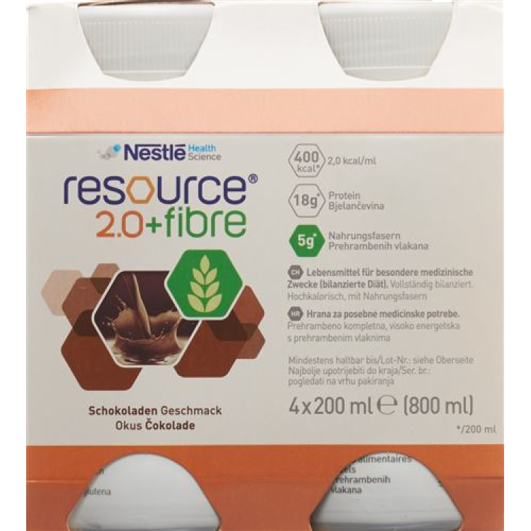 Resource 2.0 Fiber Drink Chocolate 4 x 200 ml