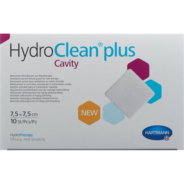 HydroClean plus bantalan luka rongga 7.5x7.5cm 10 pcs